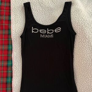 Bebe Black Tank with Rhinestone Embellishment
